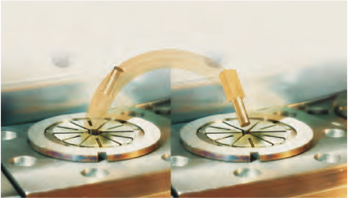Part turn-over in different section collet